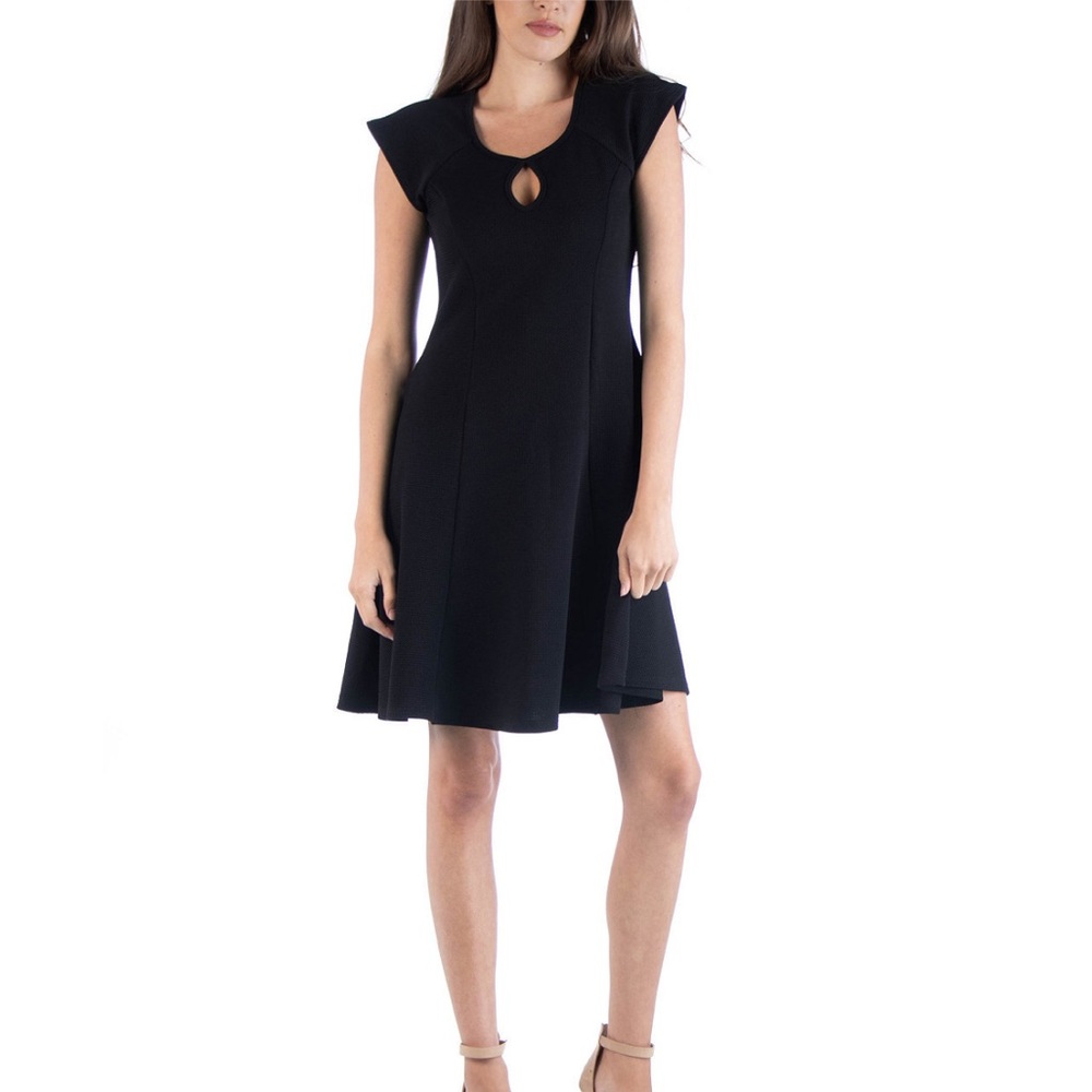 Scoop Neck A-Line Dress with Keyhole Detail